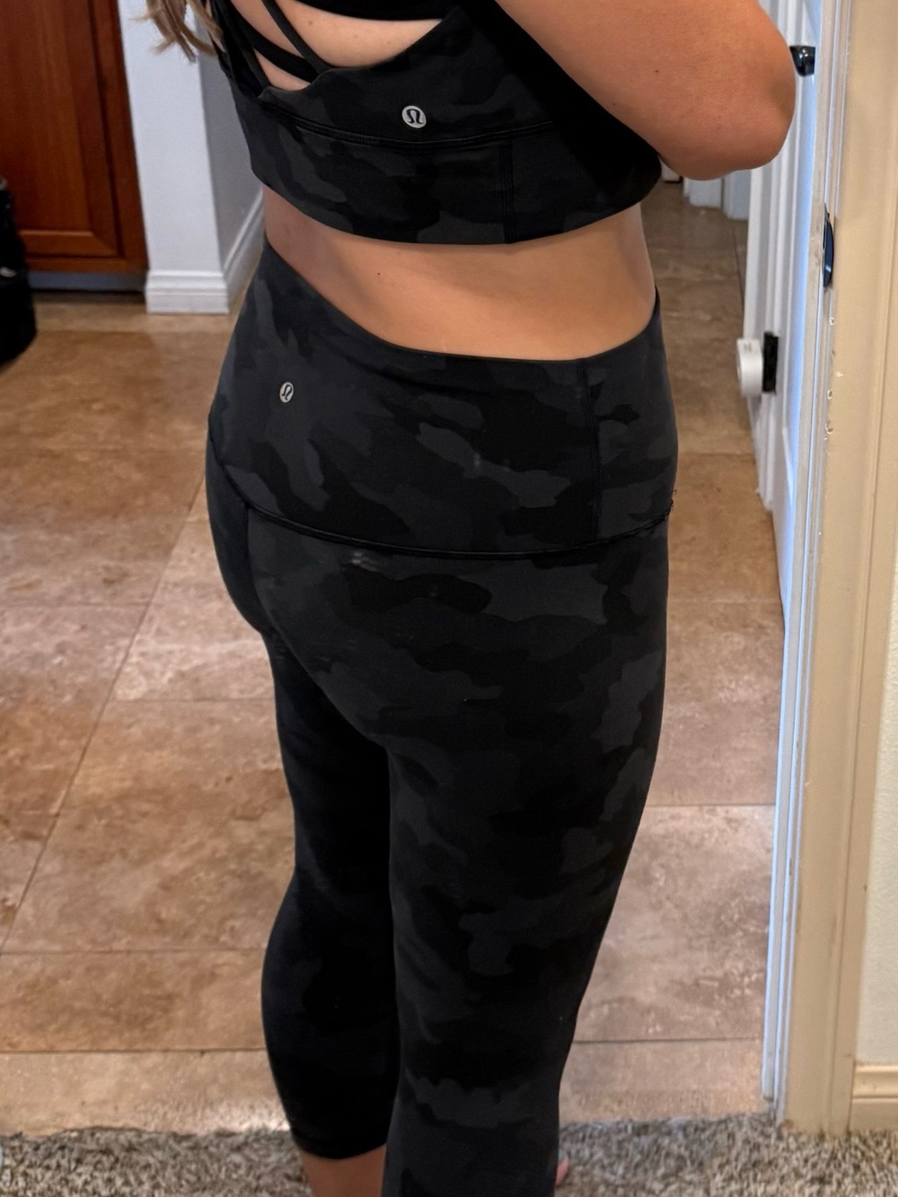 Black Camo Strappy Sports Bra and Legging Lululemon Set - Picture 2 of 6